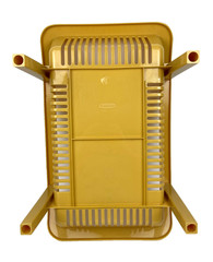 2 Rubbermaid Roughneck Stacking Storage Bins Gold Plastic 2340 VTG