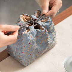 16cm Vintage Chinese Yun Brocade Tea Set Storage Bag Thickened Shockproof Pouch