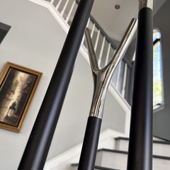 Frost Denmark “Wishbone” Coat Rack Hall Stand, Matte Black/Polished Chrome