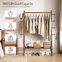 Yoobure Solid Wood Clothes Rack – Heavy Duty Clothing Racks for Hanging Clothes