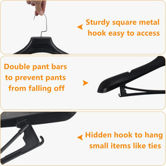 Plastic Extra Wide Suit Hangers, Pack of 15, Width: 17.7″,Notched Shoulders & Me