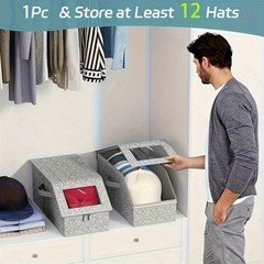 1/2x Stackable Hat Storage Organizer for Baseball Caps 24 Caps Hat Box with Lid