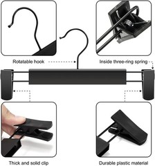 40 Pcs 12-Inch Plastic Skirt & Pants Hangers with Non-Slip Clips and 360° Hooks