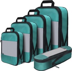Compression Packing Cubes Set – 5 Lightweight Luggage Organizers bags for Travel