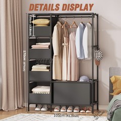 Clothes Rack Heavy Duty Clothing Garment Rack Storage 4 Drawer Bedroom Organizer