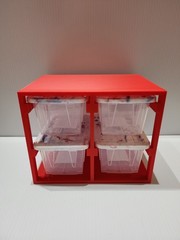 4 x Lowe’s Teeny Tote Mini Totes New, Clear Tye Dye Lids W/ 3D Printed Red Rack
