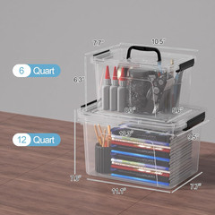 Clear Plastic Storage Bins with Lids – 2 Pack, 6QT & 12QT Containers
