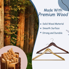 19 Inch plus Size Hangers, Natural Wood, 10Pk | Extra Wide Hangers for XL, XXL S