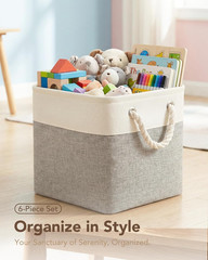 Foldable 10×10 Storage Cubes 6-Pack – Stylish Closet Organizer Bins (White Gray)