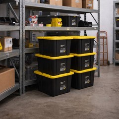 Ramtuff 6 Pack Heavy Duty Stackable Storage Container, Snap-Tight Lid, 27 Gallon