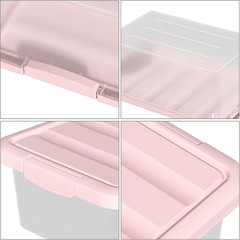 14-Quart Stackable Storage Bins with Pink Lids & Latch Buckles, 2-Pack