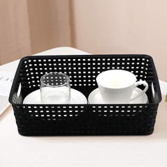Stylish Black 4-Pack Plastic Storage Baskets for Paper & Organization