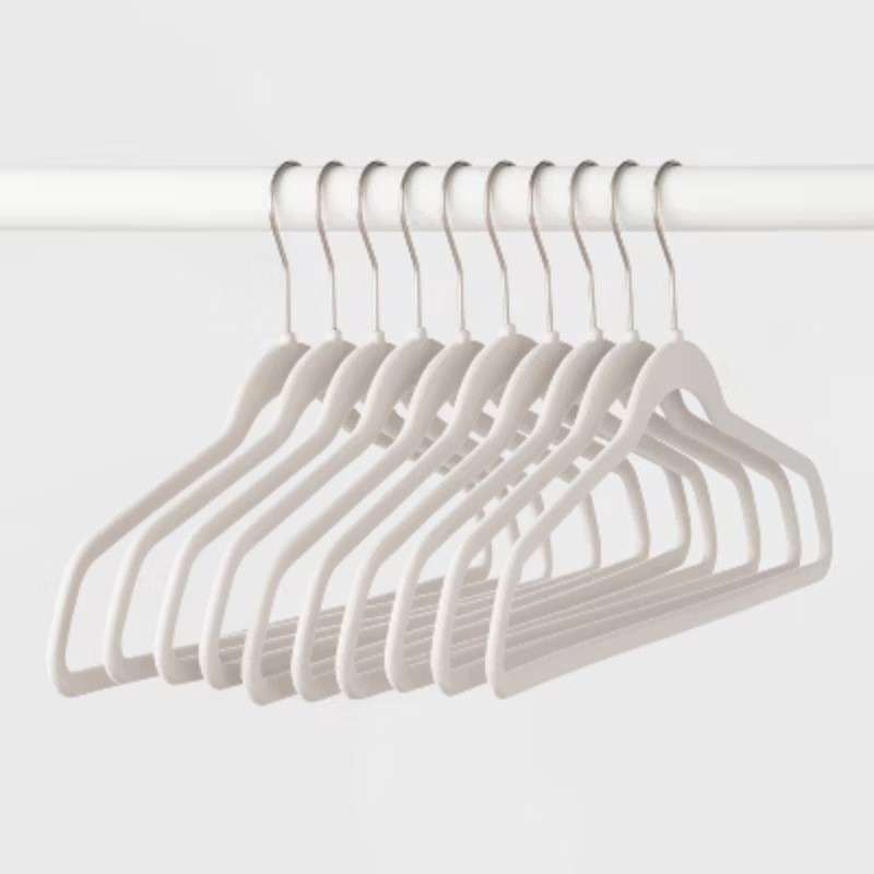 10ct Flocked Hangers White: Velvet Clothes Hangers for Sweaters, Shirts
