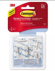 Command Hooks, 6 hooks -8 strips / Pack, Medium Wire Hook. 4x packs