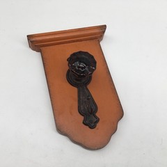 Vtg Red Glass Door Knob Repurposed Into Wall Hook with Mini Shelf Orange Decor