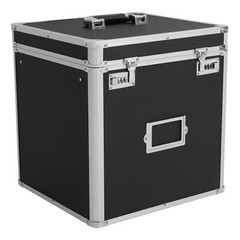 Vinyl Record Storage Case Aluminium Waterproof Holds 50 LPs, 12″ Sleeves Black
