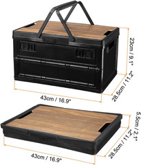 Stackable Collapsible Storage Bin with Lid & Handle, 30L, Black