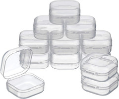 12 Pack Clear Plastic Beads Storage Containers Box with Hinged Lid for Beads and