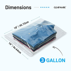 Large Storage Bags with Zipper Top – 3 Gallon Size, 16″ X 18″, Extra Large Plast
