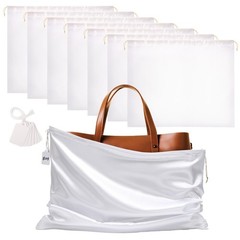Ewen 7 Pack of 23.6×19.6in Satin Dust Bags for Handbags, White Dustproof Silk…