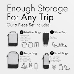 Best Not Made In China 6pc Compression Packing Cubes For Travel Suitcase and