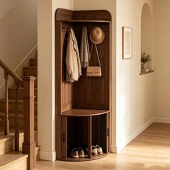Corner Hall Tree with Storage, Walnut