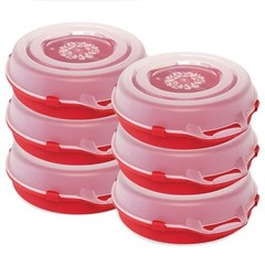 Homz 24 Inch Seasonal Holiday Christmas Plastic Wreath Storage Box, Red (6 Pack)