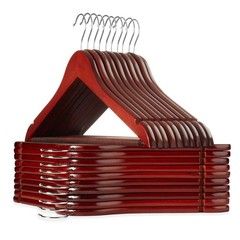 – 20 Cherry Wooden Suit Hangers – Premium Lotus Wood with Notches & Chrome Sw…