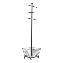 Movable Clothing Rack, 15.7*66in Metal Coat Rack Tree With Storage Basket & Rods