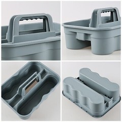 6PCS Commercial Large Plastic Cleaning Caddy W/ Handle Tool Supply Organizer