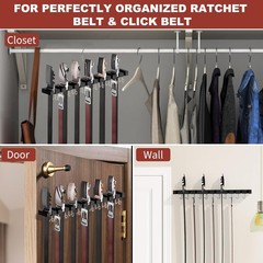Belt Hanger for Closet Max 42 Belts, 2-in-1 Wall Mount Belt Organizer with 360°