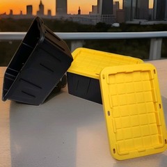 LOWE’S MINI Tote Set of 2 W/Lids Desktop Organizer- Black / Yellow Viral NEW