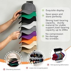 Hat Organizer for Baseball Caps,Hat Rack for Wall to Organize 2pcs Black