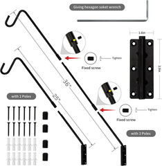 2 Pack Heavy Duty Deck Hook, 25 Inch or 36 Inch Wall Mounted Extended