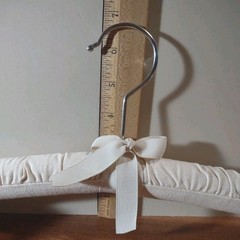 14 Cream Cotton Canvas With Bow Padded Swivel Chrome Hook Luxury Hangers 16″