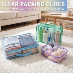 6 Pcs Clear Packing Cubes for Travel Luggage Organizer Bag See Through PVC wi…
