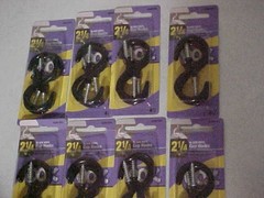 32 Pcs (8 pks of 4) 2-1/4 Inch Screw Hooks, Black Vinyl coated Metal Cup Hooks