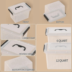 2-Pack Clear Latch Storage Bins with Lids and Handles – 6QT/12QT Sizes