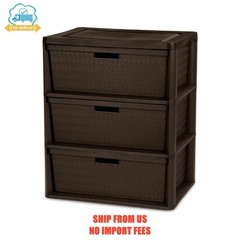 Sterilite Wide 3 Drawer Tower, Plastic Storage Organizer with Removable Decorati
