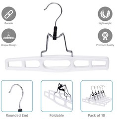 Quality Hangers 10 Pack Premium Skirt – Thin Space 11″x7.3″, White