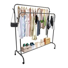 59 in Clothing Garment Rack Rolling Clothes Organizer Double Rails Heavy Duty