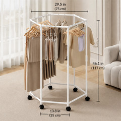 Heavy Duty Clothing Garment Rack Rolling Clothes Organizer 360° Rails Hanging