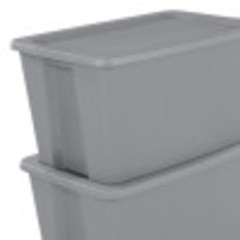 Plastic Storage Tote Box With Lid Stackable Container Bin Basket 30 Gallon