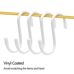 Tingheng 10 Pack 3 Inch Vinyl Coated S Hooks, Heavy Duty S Hooks White with S…