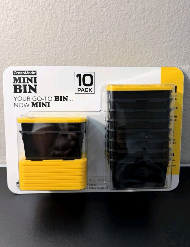 NEW 🔥10 Pack Greenmade Mini Bins with Lids Stackable Storage Bins Organizing