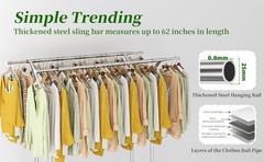 Heavy Duty Clothing Clothes Rack for Hanging, Rolling Double Rod Garment Rack