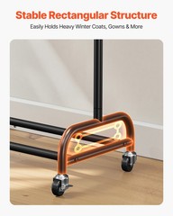 VEVOR Rolling Clothes Rack with Adjustable Crossbar & Side Hooks 150 lbs Load