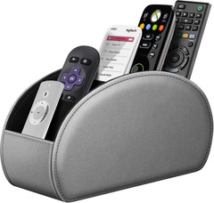 Remote Control Holder, 5 Compartments Vegan Leather TV Remoter Caddy Desktop Org