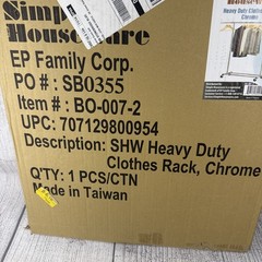 Simple Houseware Standard Rod Garment Rack – Heavy Duty – Chrome New In Box
