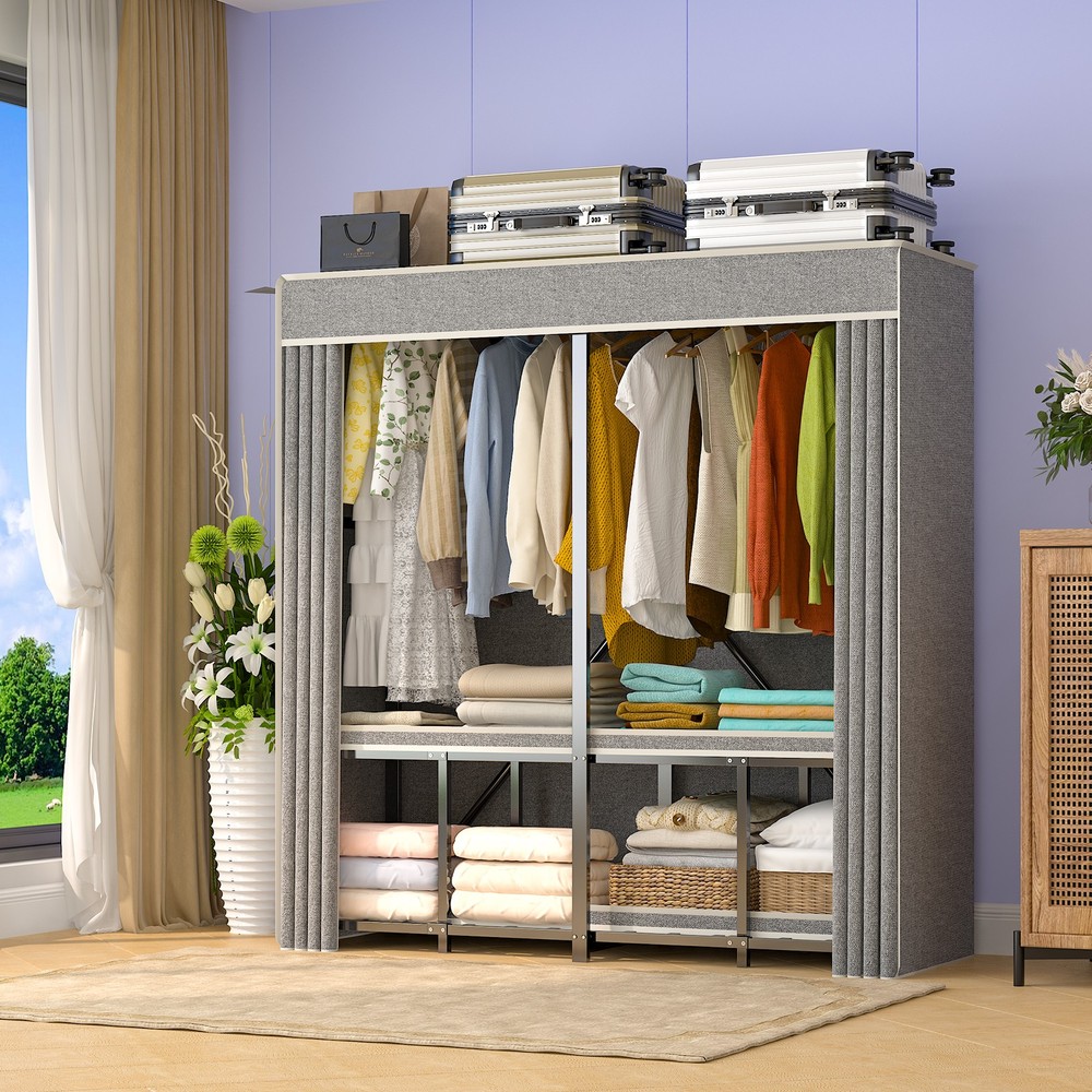 59″ Heavy Duty Garment Rack Clothes Rack Freestanding Closet Clothing Shelves